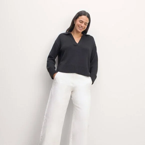 Everlane Women's Phoebe Trouser in White, Size 8, Cotton - Picture 2 of 3